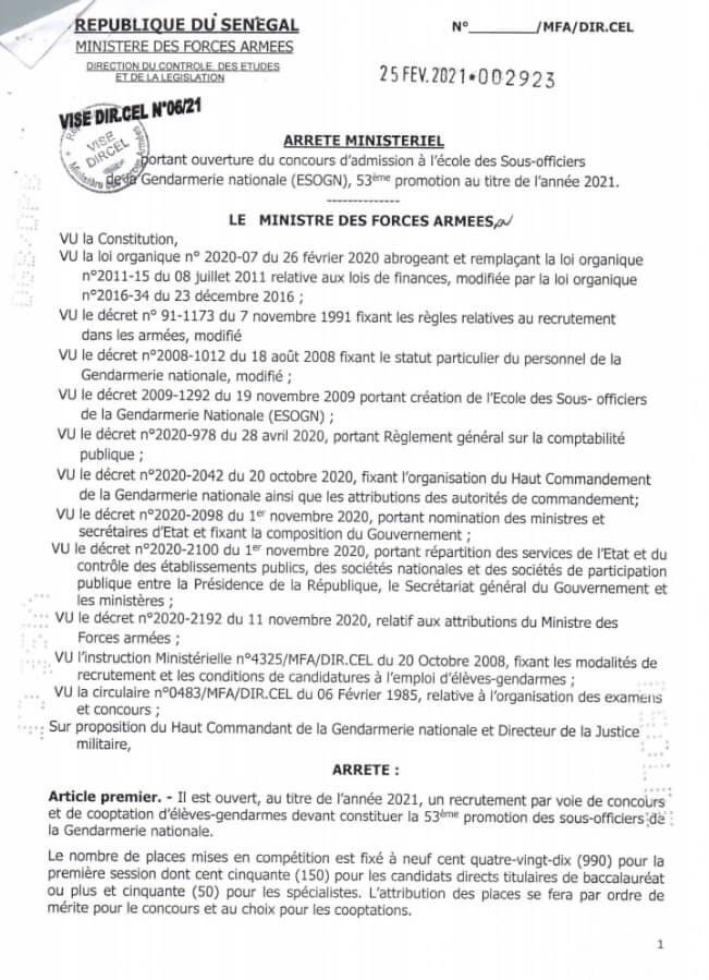 sujet dissertation gendarmerie 2021